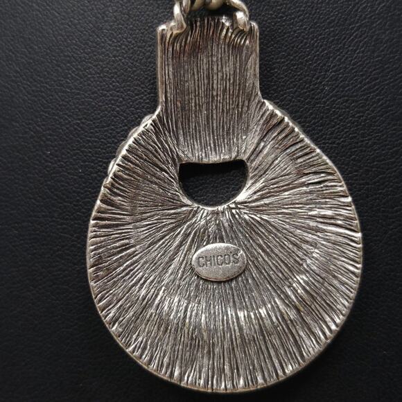 Chico's Red Enamel & Silver Tone Pendant Necklace, 20 Inches - Picture 5 of 11